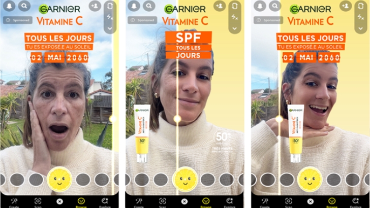 Garnier utilise Snapchat pour alerter sur les méfaits du soleil