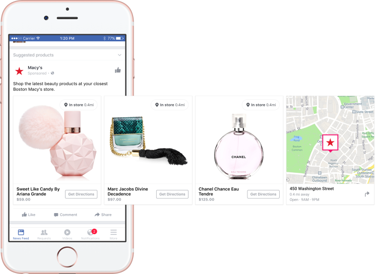 Facebook propose aux annonceurs de créer des campagnes publicitaires mobiles en fonction de leur stock en magasin