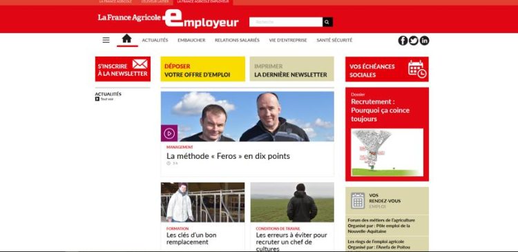 Le Groupe France Agricole lance un site destiné aux employeurs agricoles
