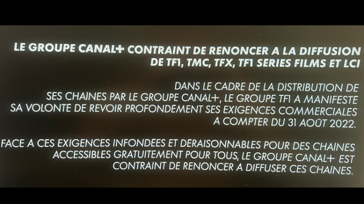 Le groupe Canal+ stoppe la diffusion des chaînes du groupe TF1