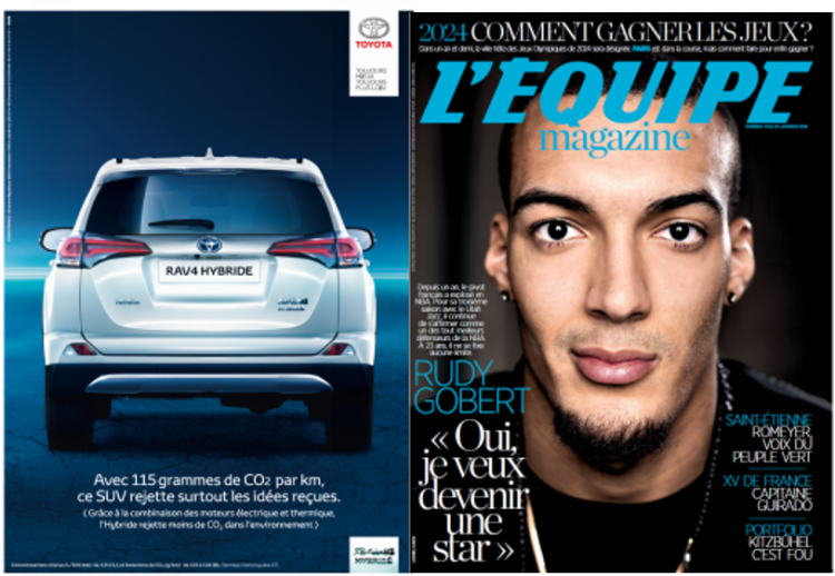 Toyota annonceur exclusif du dernier L’Equipe Magazine