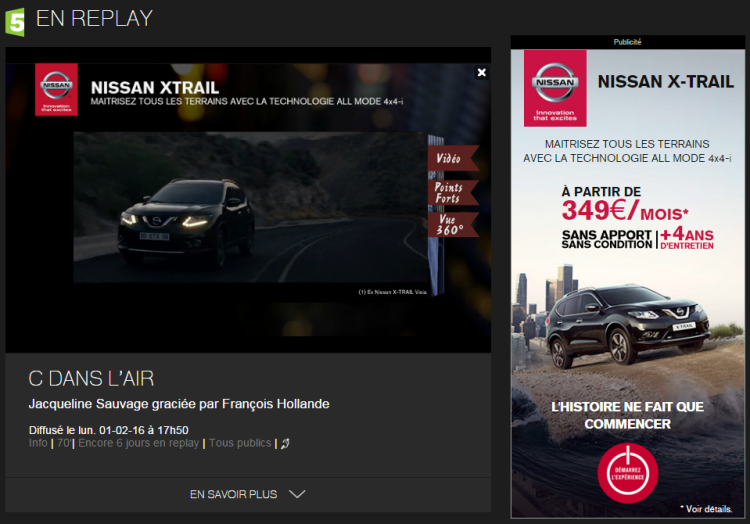 Omnicom Media Group inaugure le nouveau format «Full Experience» de France Télévisions Publicité pour Nissan