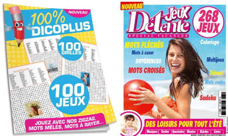 Mondadori France lance deux nouveaux magazines de jeux, 100%DicoPlus et Jeux Détente