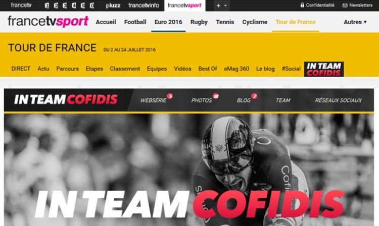 Le Lab FranceTVpub déploie une web-série quotidienne pour Cofidis sur FranceTVsport pendant le Tour de France 2016