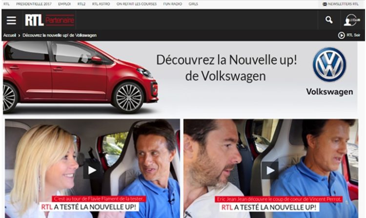 IP France et Mediacom font tester et témoigner des animateurs de RTL sur la Volkswagen Up