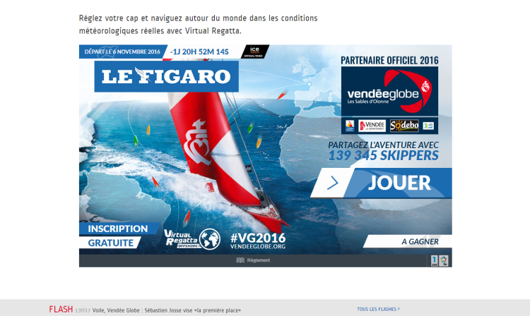 Le Figaro fait un premier pas dans l’e-sport avec l’intégration du jeu Virtual Regatta sur son site