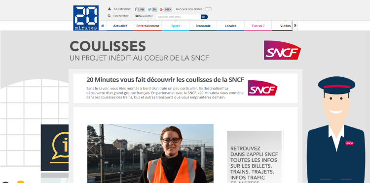 20 Minutes met en place un dispositif de contenus participatifs autour des coulisses de la SNCF avec Publicis Media