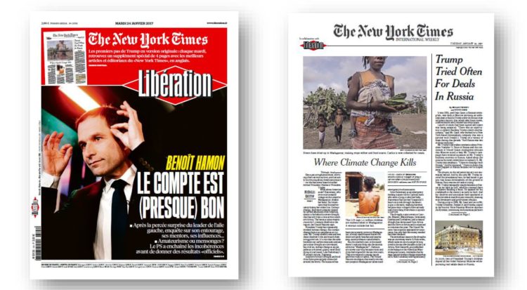 Partenariat entre Libération et The New York Times autour d’un supplément hebdomadaire en anglais chaque mardi