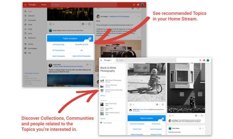Google+ s’ouvre aux recommandations personnalisées
