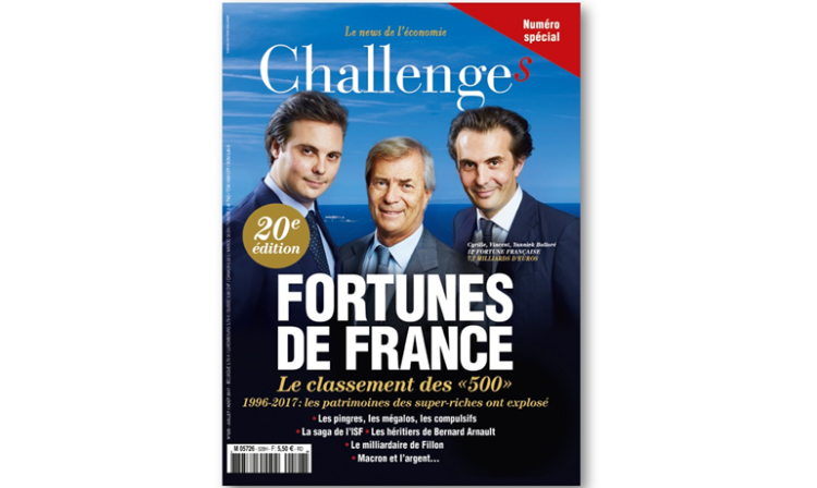 Plus de 80 pages de publicité pour le numéro de Challenges consacré aux 500 fortunes de France