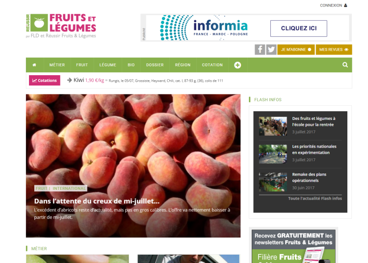 Le groupe Réussir lance un site expert de la filière Fruits et Légumes
