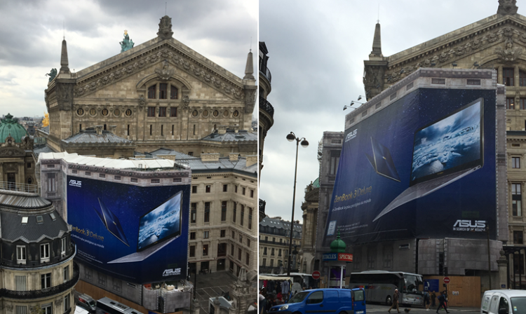 Asus en affichage événementiel sur la façade de l’Opéra Garnier avec Geovista