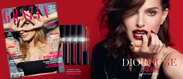 Dior choisit Grazia et Mondadori Publicité pour le lancement du nouveau Dior Rouge Liquid lors de la Paris Fashion week