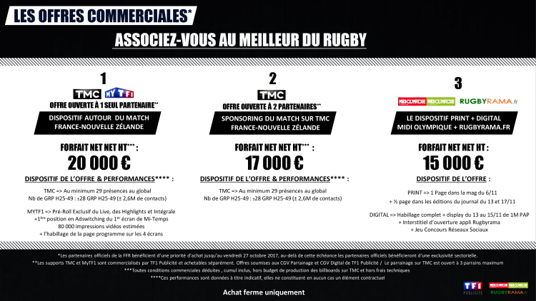 Offre rugby conjointe TMC – MyTF1 – Midi Olympique – Rugbyrama