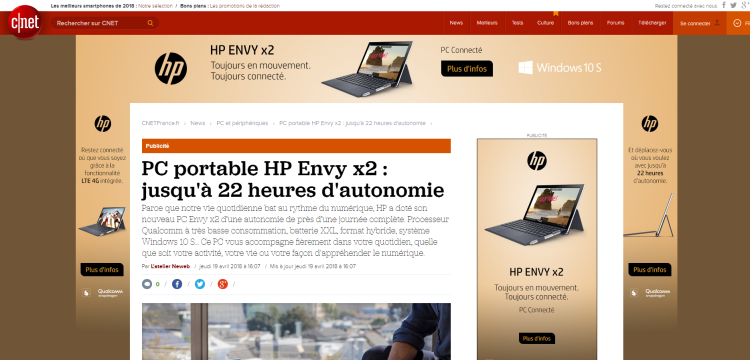 Neweb Régie conçoit une opération de brand content pour le lancement du portable HP Envy x2