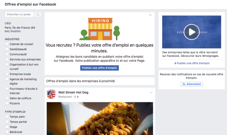 Facebook lance son service de recherche d’emploi en France