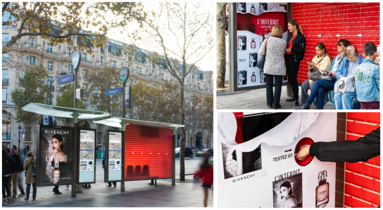 JCDecaux Live transforme 2 abribus en testeurs de parfums pour Givenchy