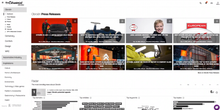 Citroën met en ligne une plateforme de contenus dédiée au monde automobile à l’intention des journalistes avec Relaxnews