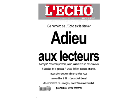 «Adieu aux lecteurs» : le quotidien régional L’Echo cesse de paraître
