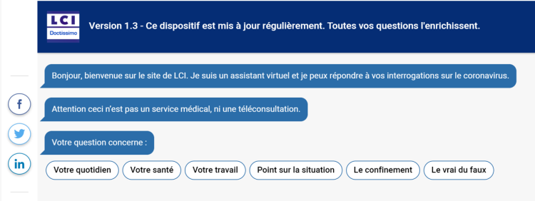 Le groupe TF1 met en ligne un assistant virtuel sur le site de LCI pour répondre aux questions liées au Coronavirus