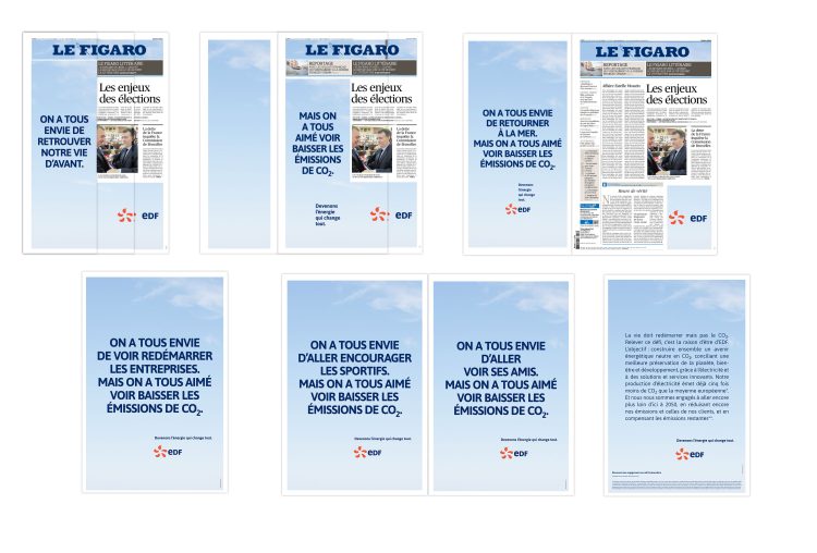 Un triptyque à la Une du quotidien Le Figaro pour EDF avec Media.Figaro et plusieurs entités média du groupe Havas