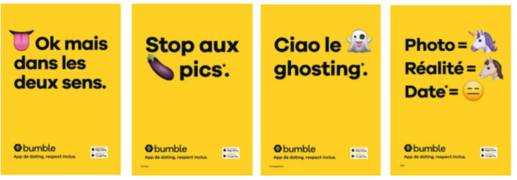 Première campagne en France de l’appli de rencontres Bumble avec JCDecaux