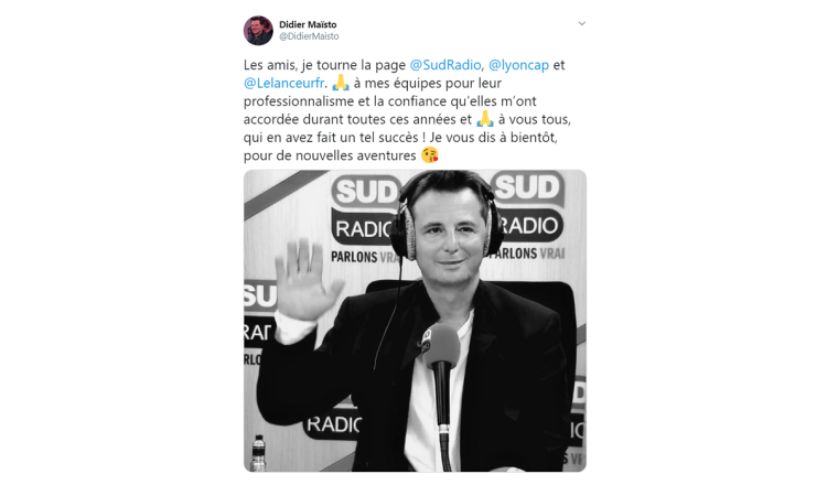 Didier Maïsto quitte Sud Radio