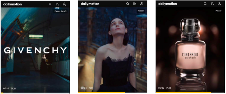 Givenchy a testé Vertical Video, le nouveau format publicitaire mobile de Dailymotion