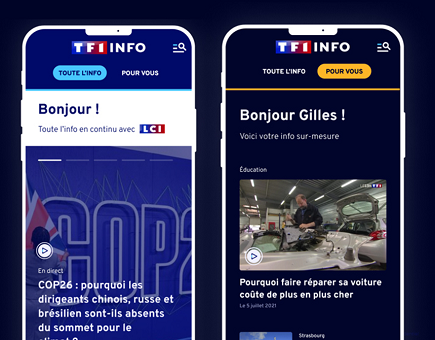 TF1 Info, la nouvelle offre d’information mobile first de TF1 qui permet aux internautes de disposer d’un JT personnalisé