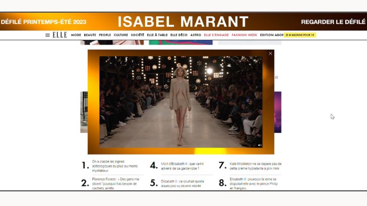 Le défilé d’Isabel Marant diffusé sur Elle.fr enregistre 82 000 interactions