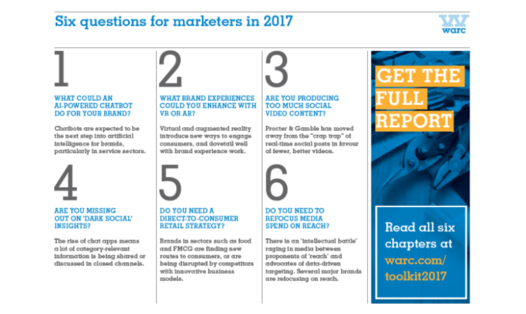 Les 6 tendances marketing 2017 issues de la boîte à outils de Warc avec Deloitte Digital