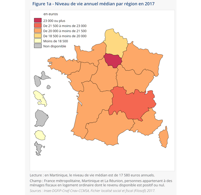 Île-de-France et Auvergne-Rhône-Alpes sont les régions où le revenu médian par foyer est le plus important d’après l’Insee