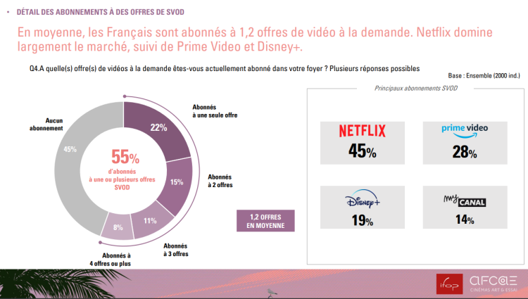 62% des Français détiennent des offres audiovisuelles payantes au détriment de la fréquentation des salles de cinéma, selon Ifop/AFCAE