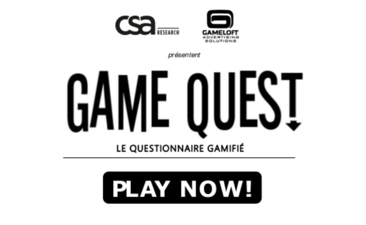 Cas CSA et Gameloft Advertising Solutions, Trophée Or dans la catégorie Innovation et développement de nouveaux produits/services aux Trophées Etudes et Innovations : «Gamequest, le questionnaire gamifié»